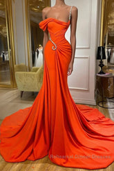 Charming One-should Sleeveless Mermaid Semi Formal Prom Dresses With Ruffles Long